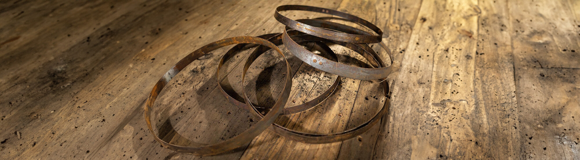 Authentic, rusted whiskey/bourbon barrel rings