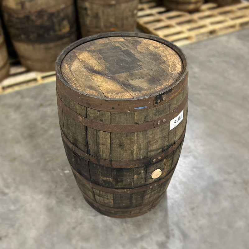 Head and side of a Golden Moon Distillery Rum Cask Finished Bourbon Barrel