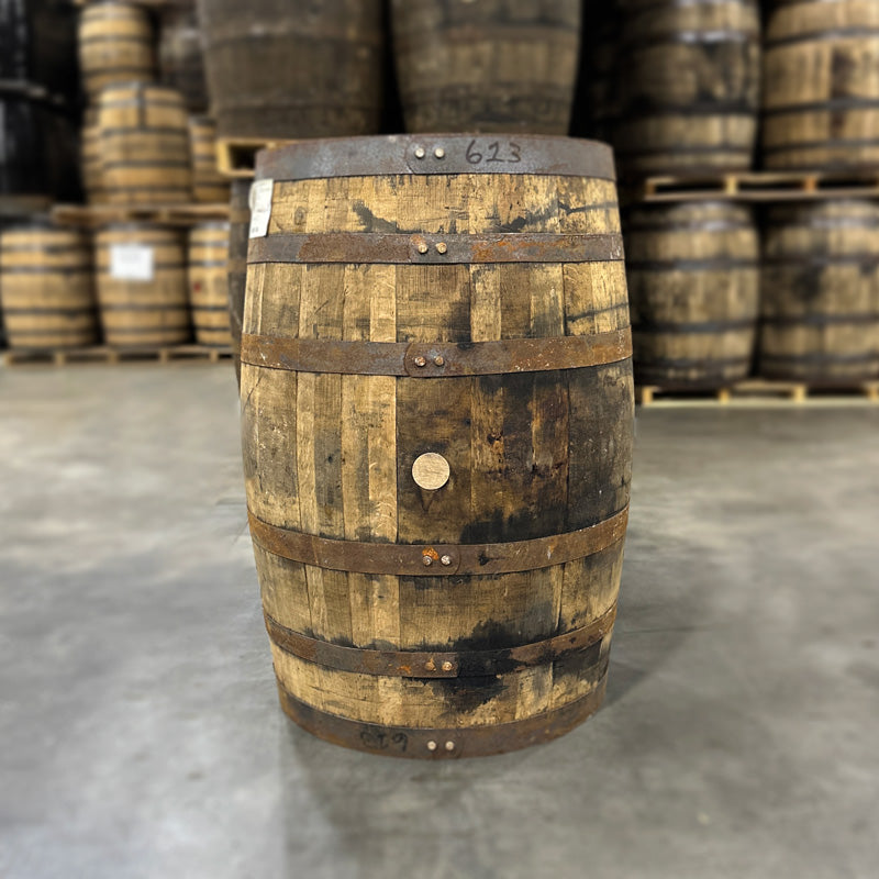 Bunghole side of a Wilderness Trail Monk's Road Gin Barrel ex-bourbon