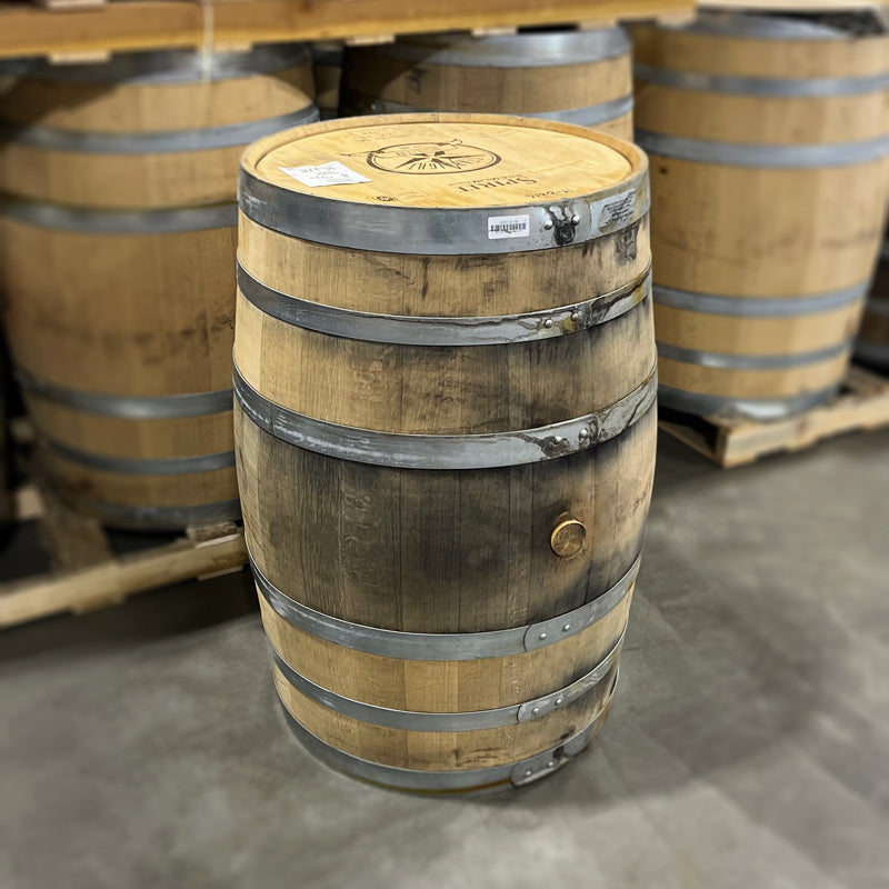 Head and side of a Starlight Blackberry Wine Ex-Bourbon Barrel