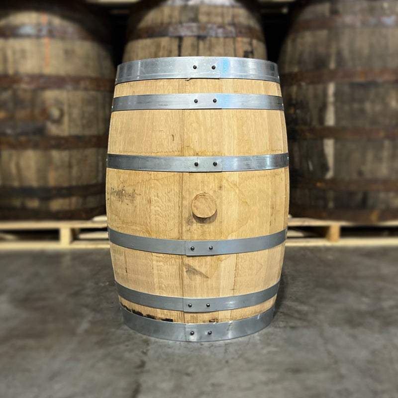 Bunghole side of a 15 Gallon Corsair Distillery Gin Barrel
