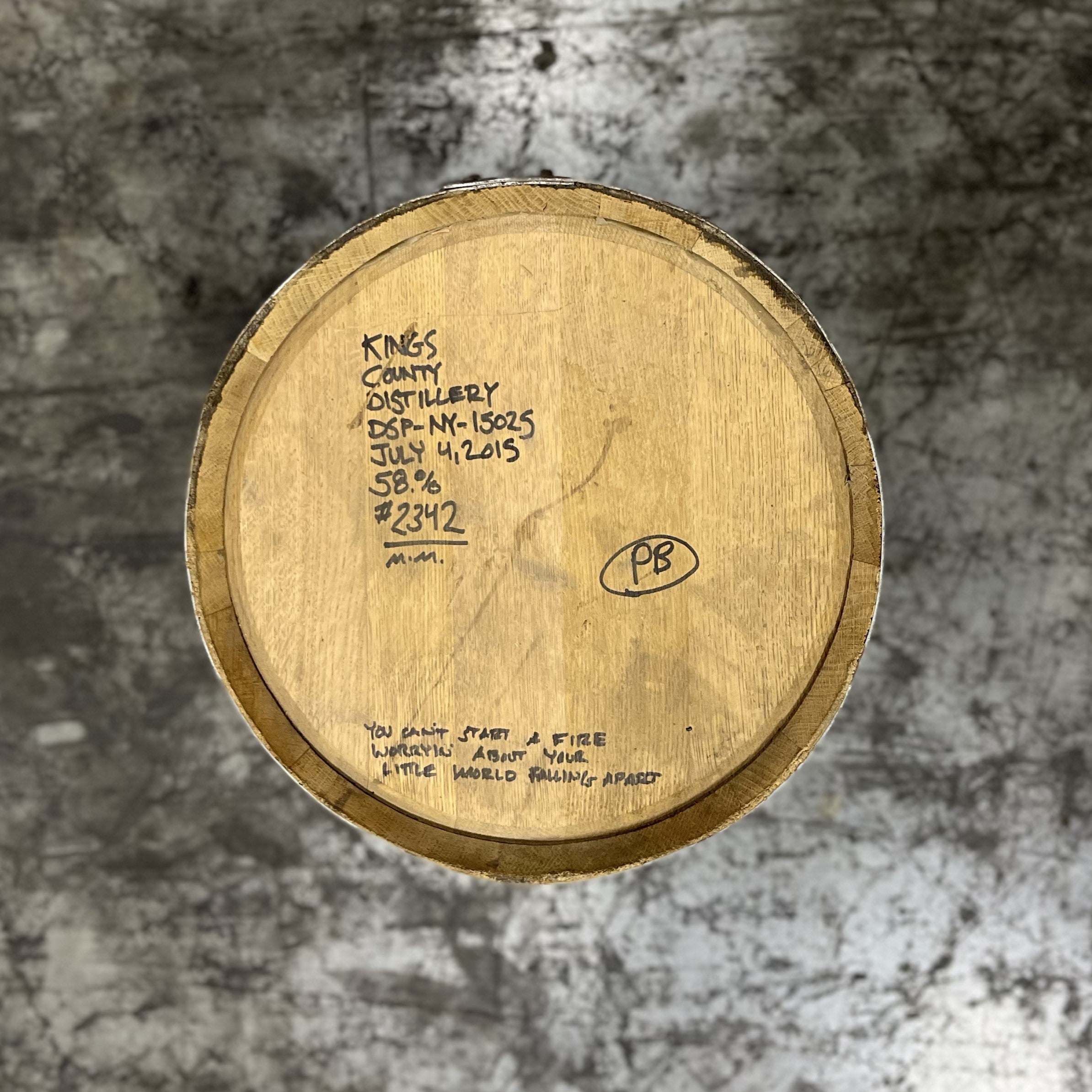 10 Gallon Kings County Peated Bourbon Barrel - Fresh Dumped