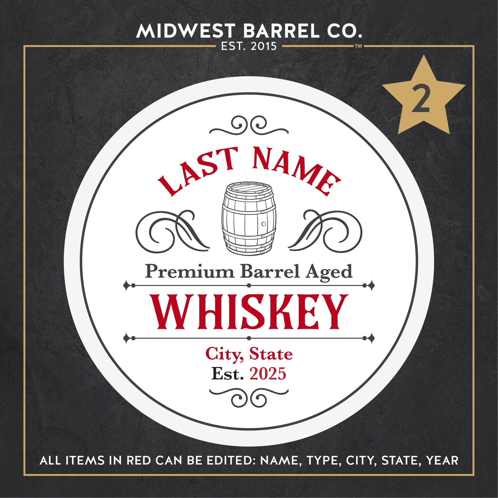 Personalized Whiskey Barrel Head