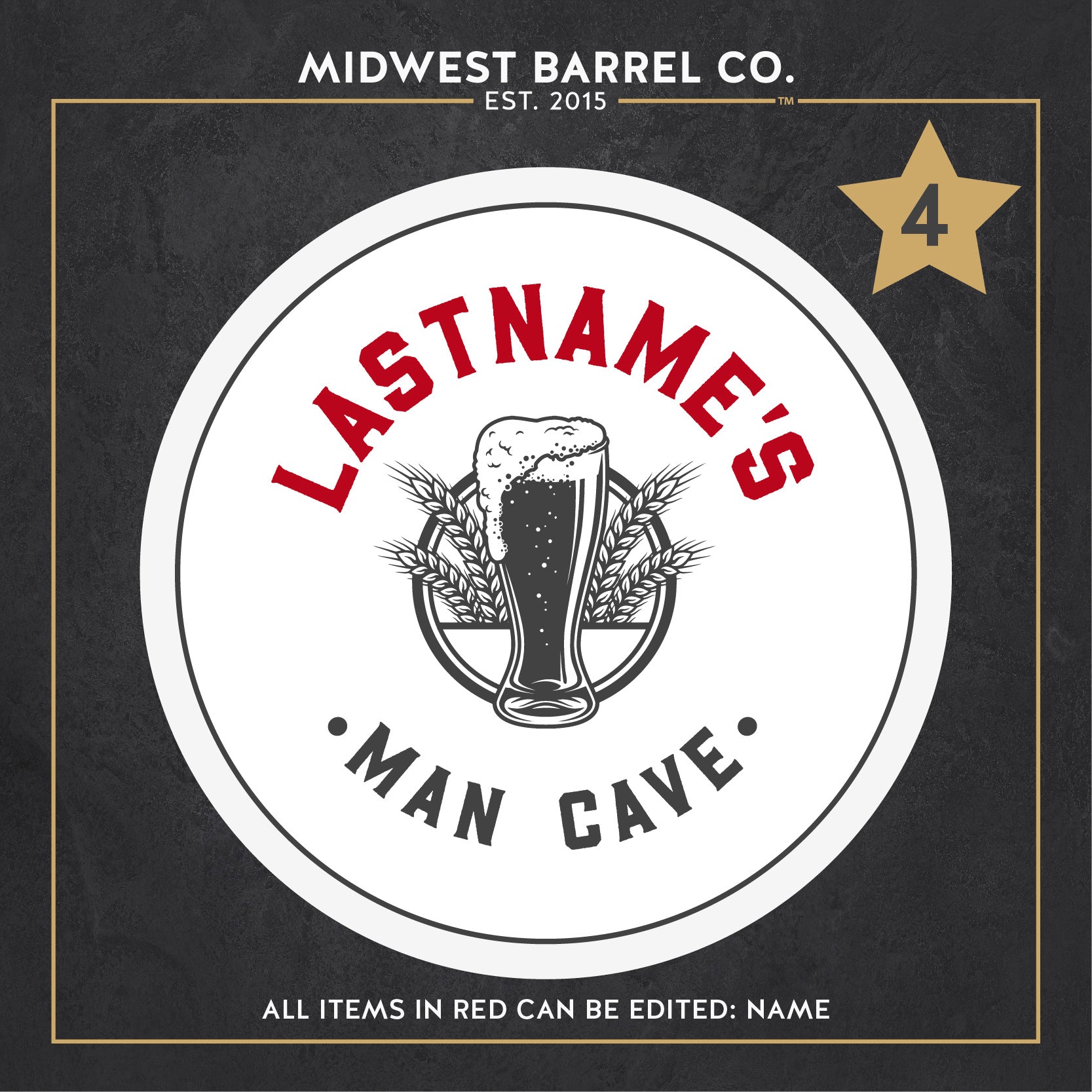 Personalized Whiskey Barrel Head