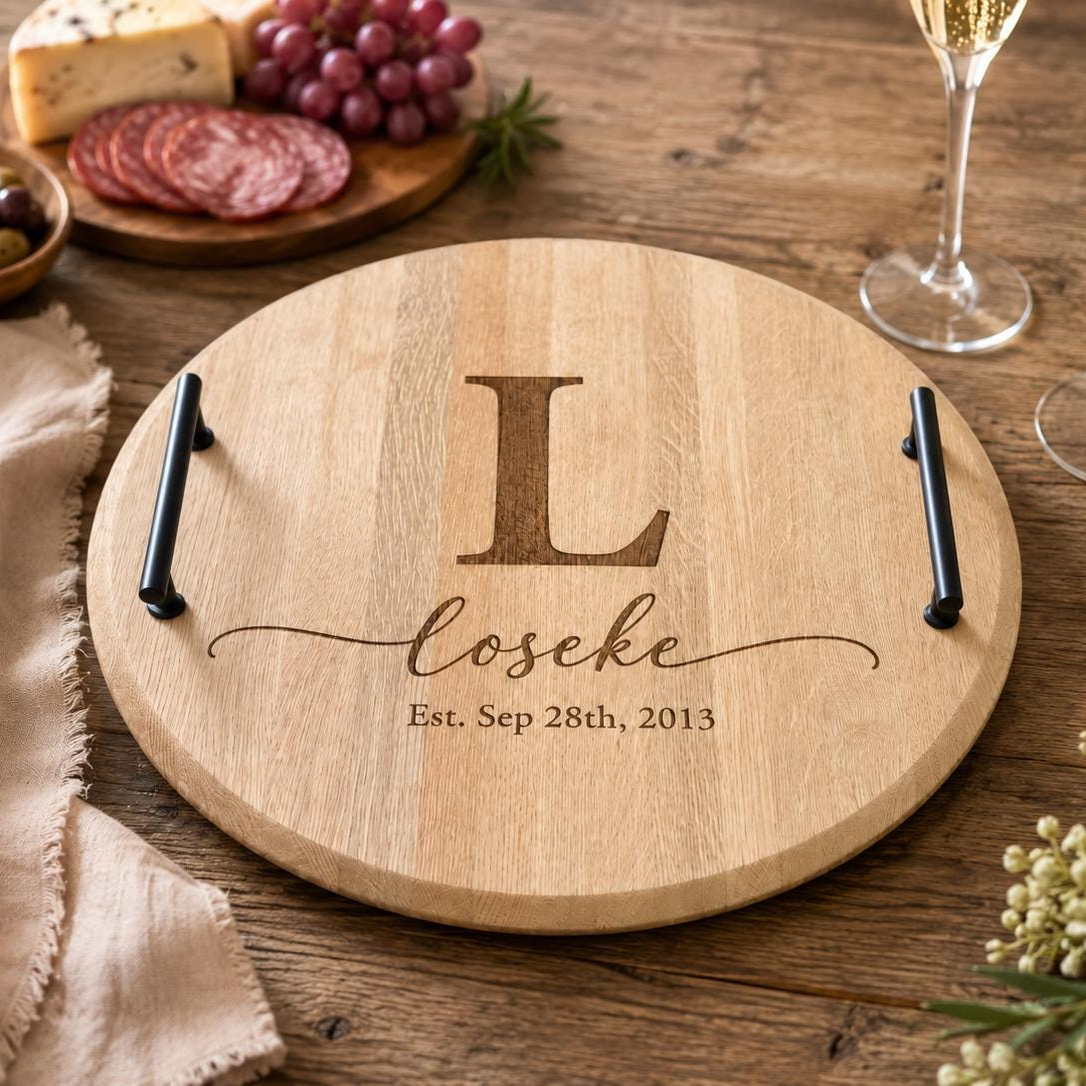 Personalized Barrel Head Serving Tray