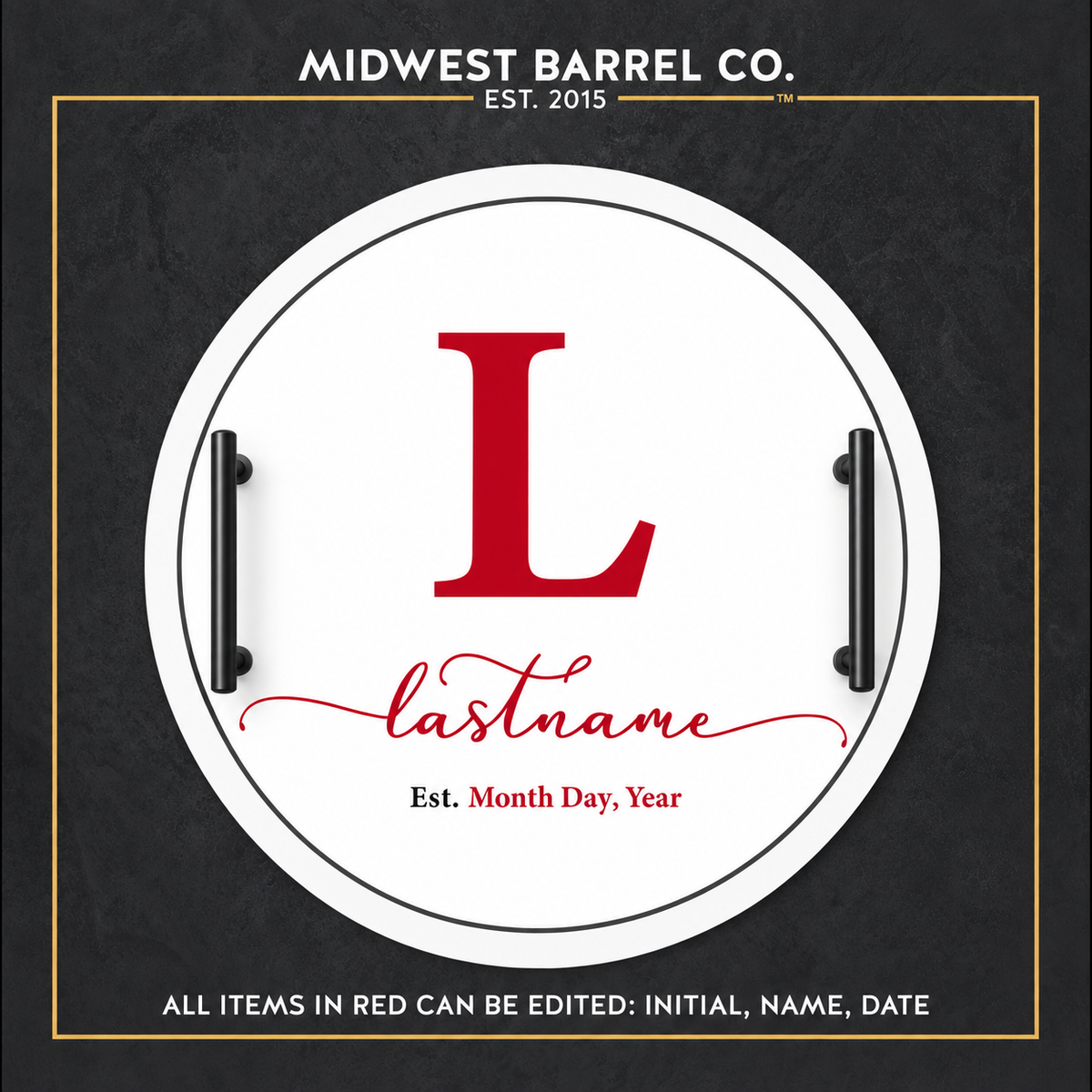 Personalized Barrel Head Serving Tray