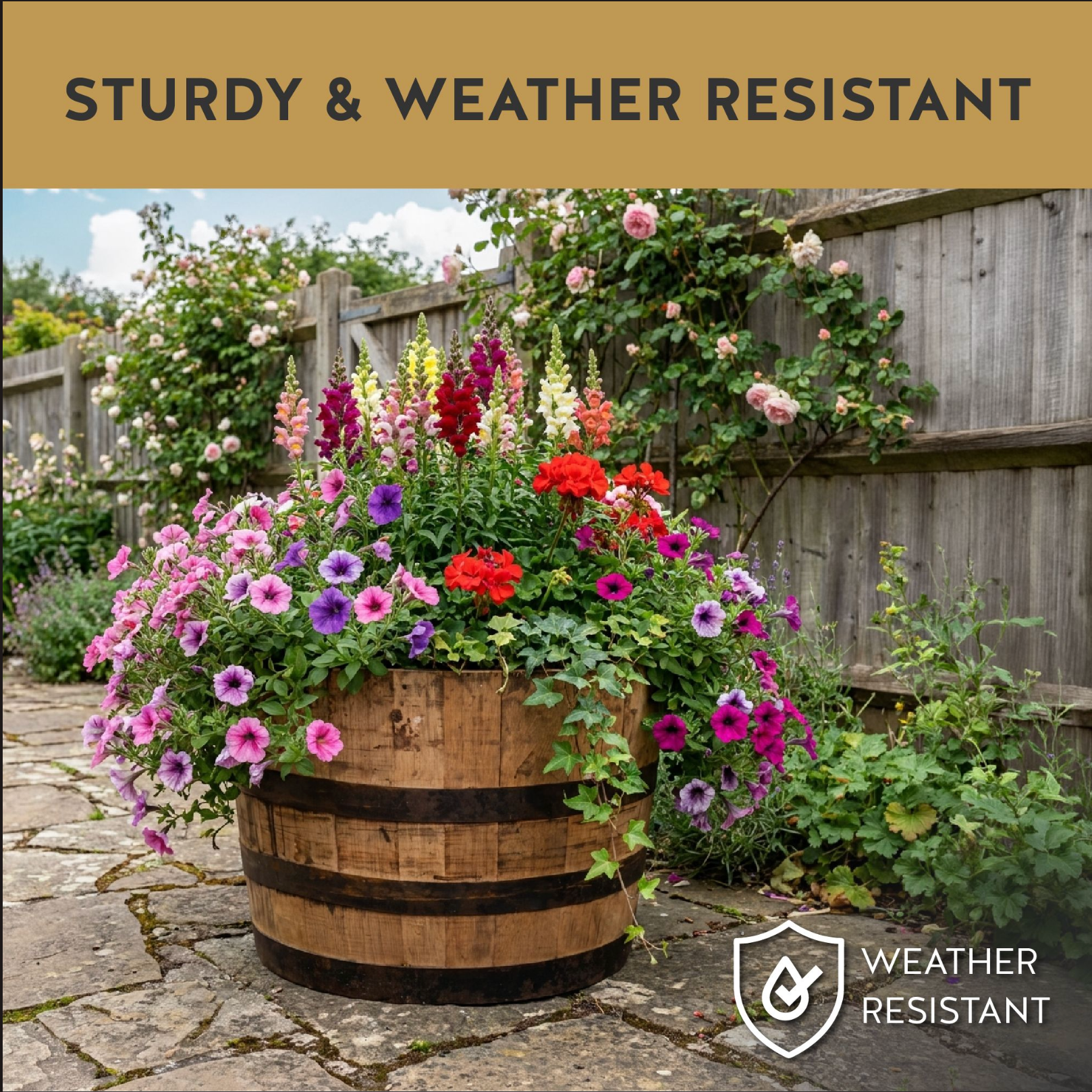 Half Bourbon/Whiskey Barrel Planter