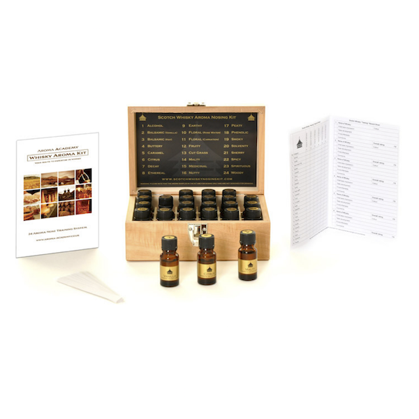 Whiskey Aroma Recognition Training Kit in a Wooden Box - 24 Signature Aromas of Scotch and Irish Whiskey