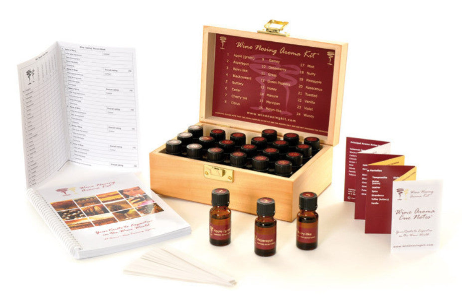 Wine Aroma Recognition Training Kit in Wooden Box - 24 Signature Aromas in Reds and Whites