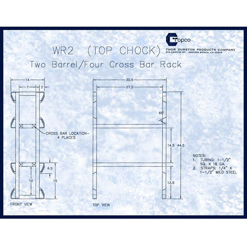 Used 53-60 Gallon Double Bar 2 Barrel Steel Rack (7")