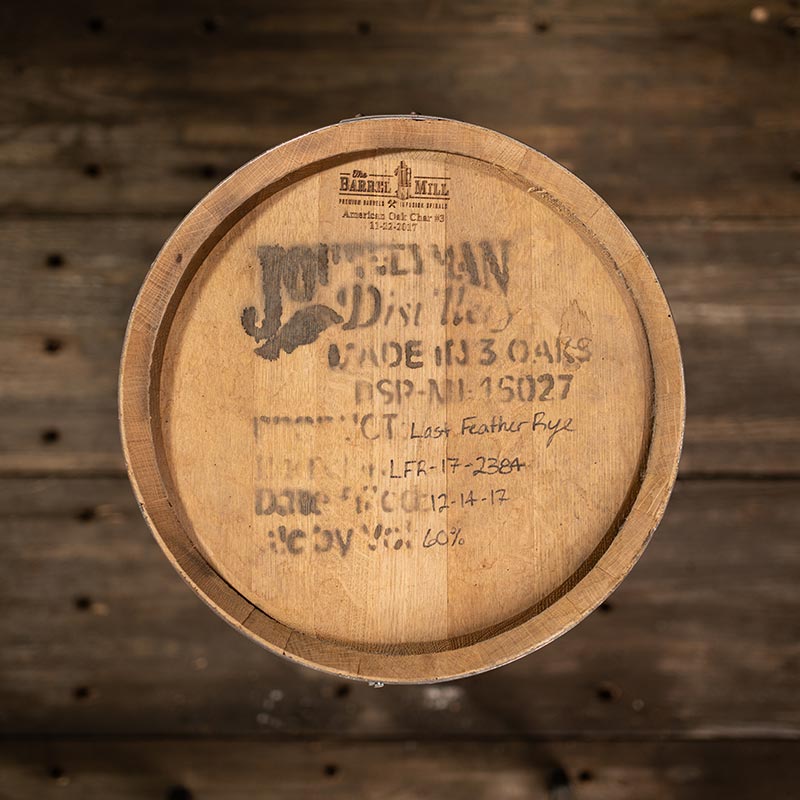 15 Gallon Journeyman Rye Whiskey Barrel - Fresh Dumped, Once Used with markings