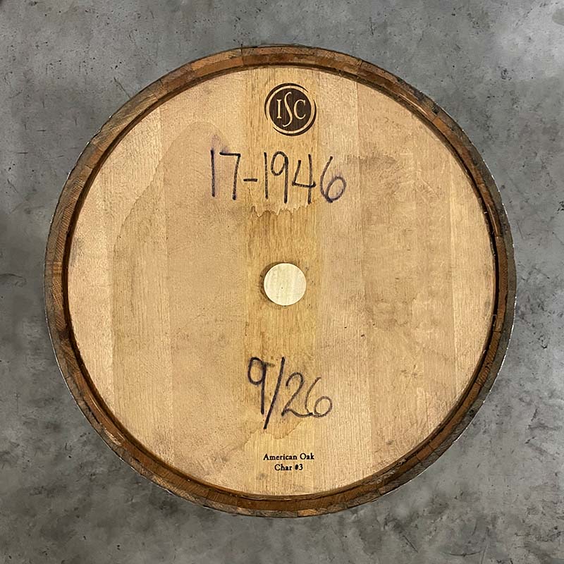 View of top head of a Stranahan's Whiskey Barrel with Head Bung