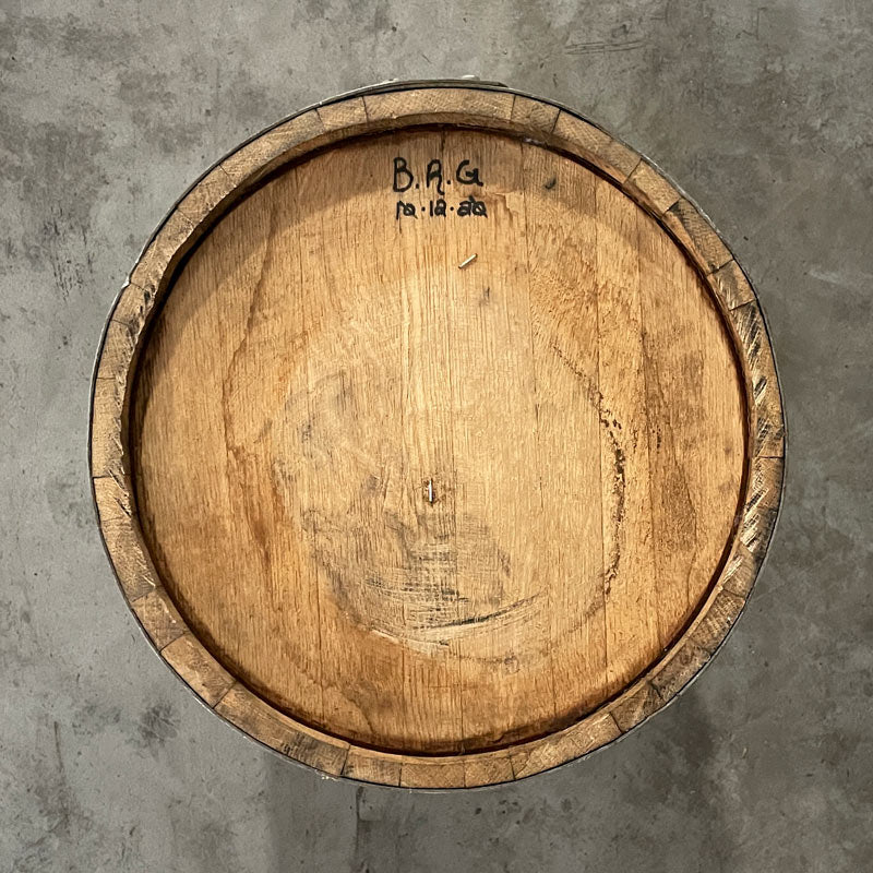 13 gallon John Emerald Distilling Gin Barrel view from top looking at head
