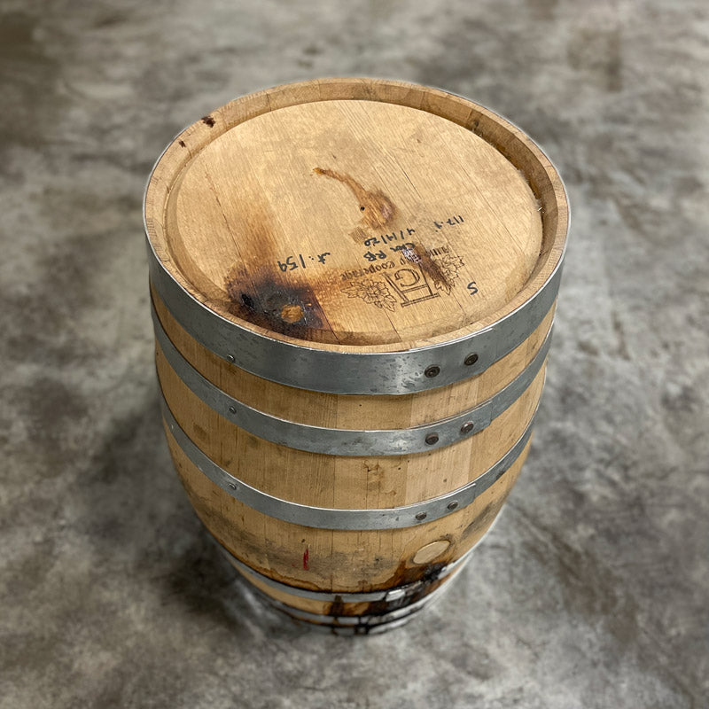 Head and side of a 15 Gallon West Fork Chocolate Rye Bourbon Barrel