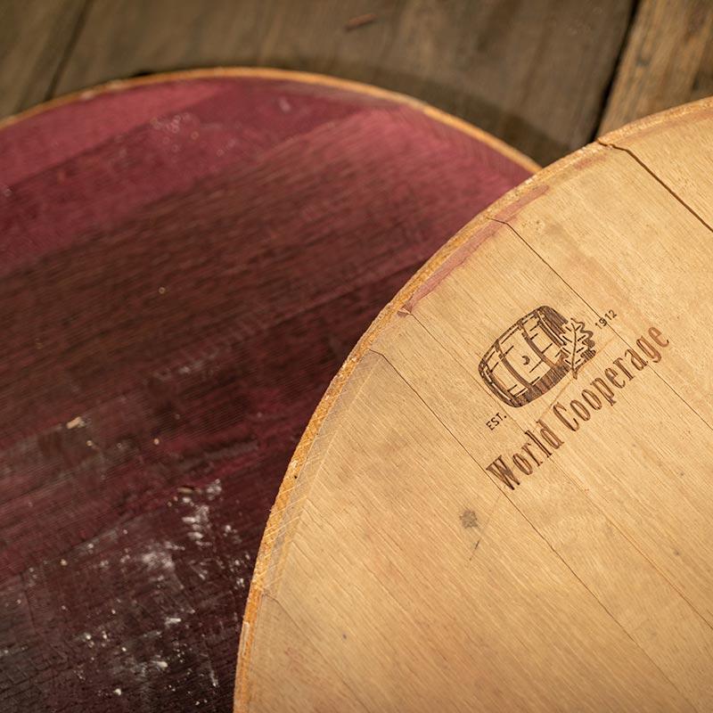 Red Wine Barrel Heads with Wold Cooperage marking