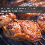 Bourbon and Brown Sugar-Glazed Chicken recipe from Todd Mercer and picture of chicken on grill grates