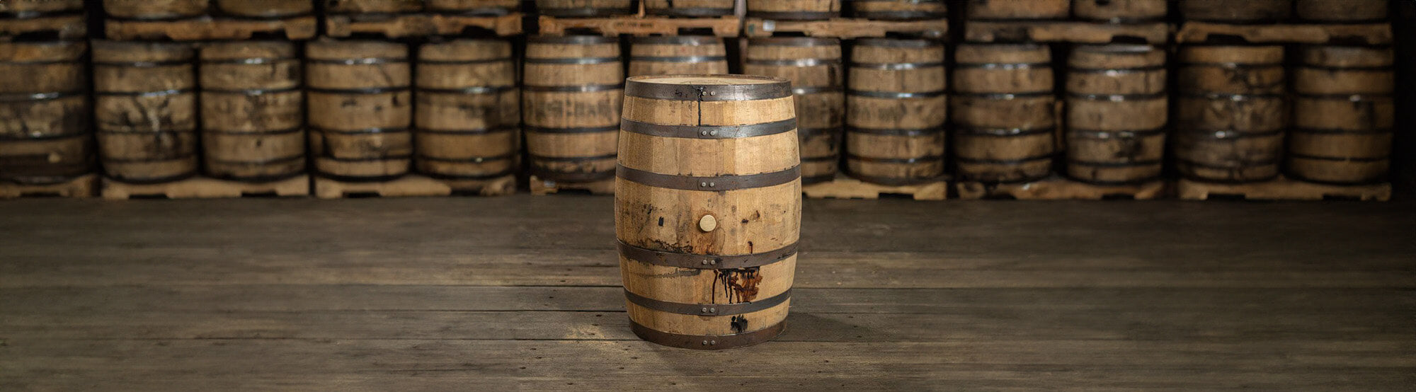 Fresh, used whiskey barrel