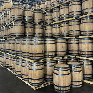 
                  
                    Stacks of pallets of brand new, never-used, full-size, 53 gallon whiskey barrels
                  
                