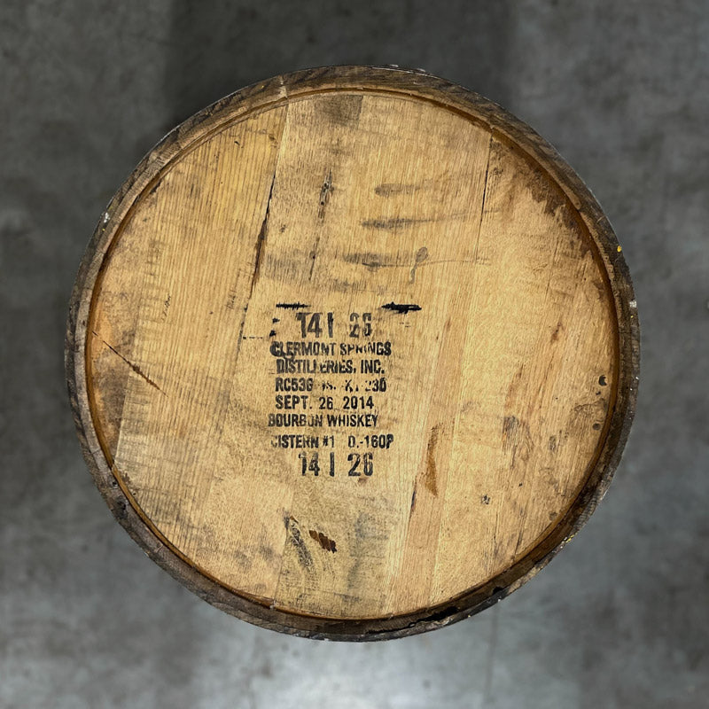 Head of a 8+ Year Jim Beam Black Extra Aged Bourbon Barrel with distillery and age stamp on the head