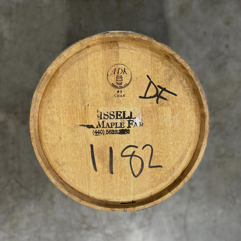 Head of a 30 Gallon Bissell Maple Syrup Barrel Ex-Bourbon with Bissell Maple Farms stamp on the head