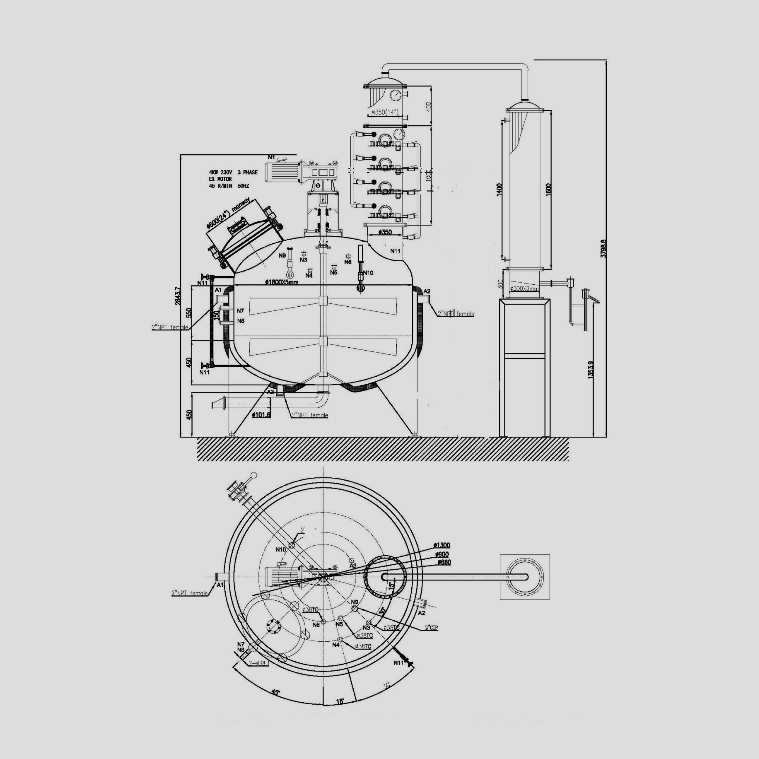 500 Gallon Jacketed Steam-Heated Pro Series Whiskey Still - New, Never Used