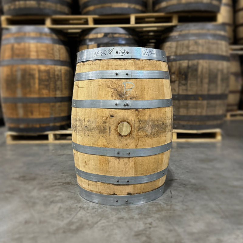 Bunghole side of a 15 Gallon Kings County Peated Bourbon Barrel