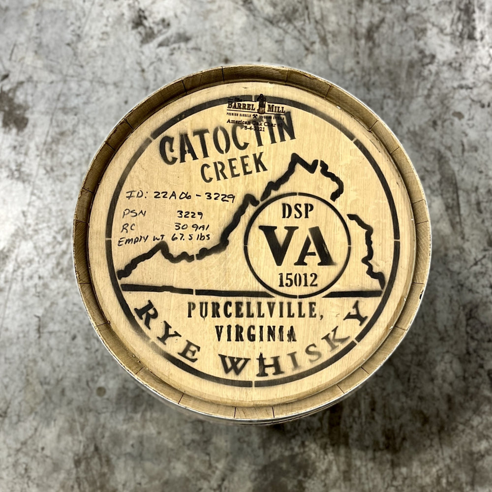 30 Gallon Catoctin Creek Rye Whiskey Barrel - Fresh Dumped, Once Used