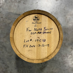 
                  
                    Head of a 23 Gallon Far North Bourbon Barrel with handwritten notes on the head
                  
                