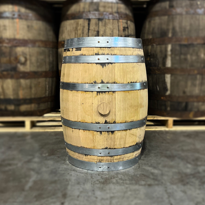 Bung side of a 15 Gallon Corsair Distillery Peated Whiskey Barrel