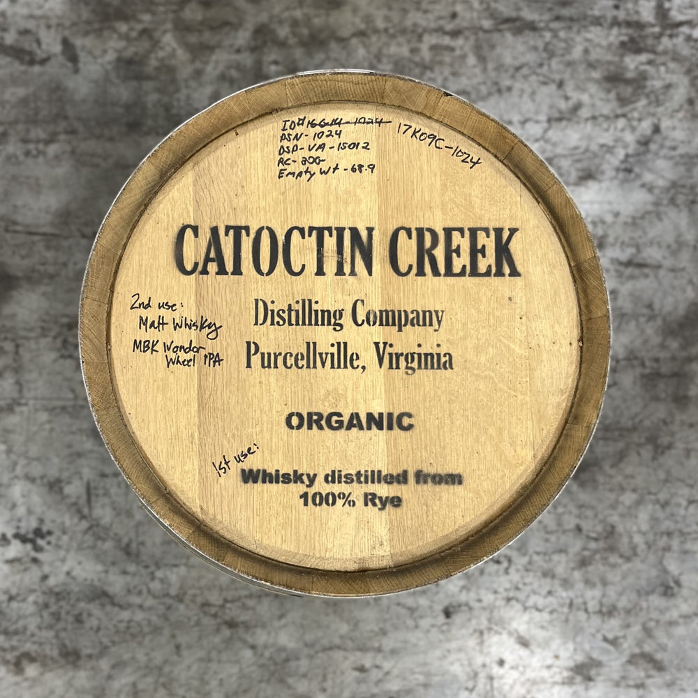 30 Gallon Catoctin Creek Malt Whiskey Barrel (Ex-Rye) - Fresh Dumped
