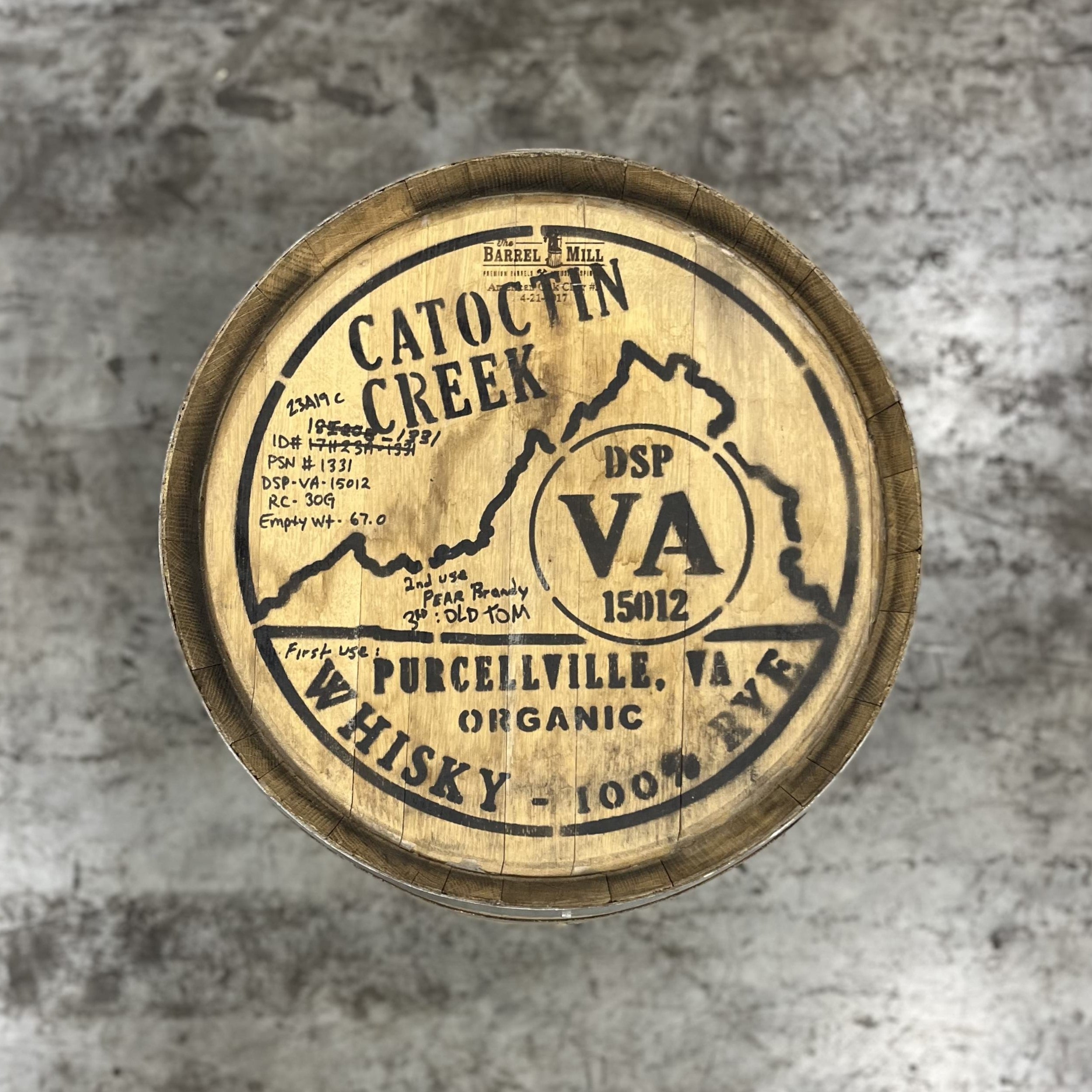 30 Gallon Catoctin Creek Old Tom Gin Barrel (Ex-Rye, Ex-Pear Brandy) - Fresh Dumped