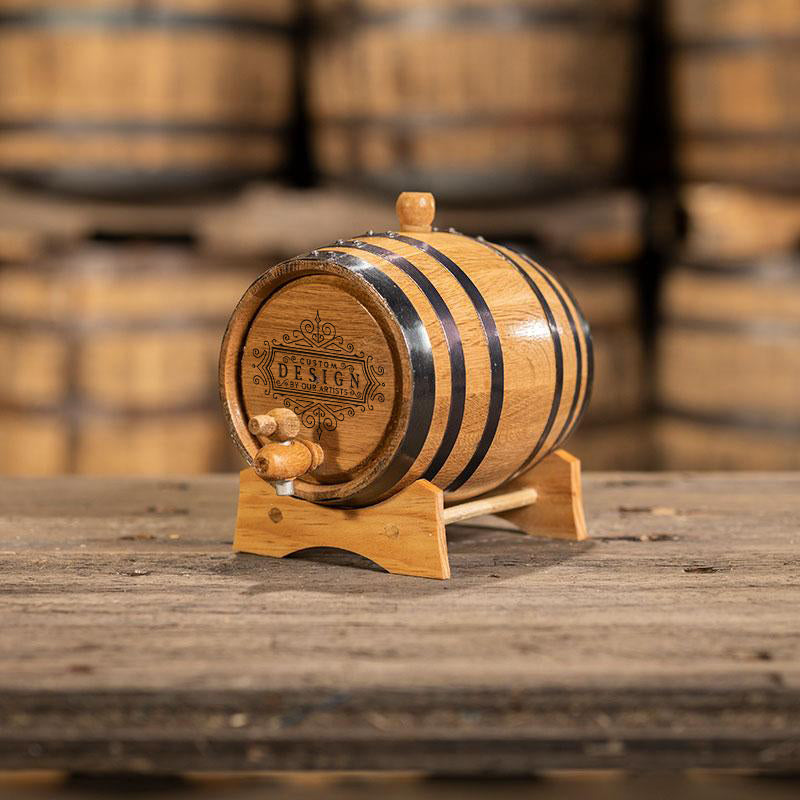Personalized 2 Liter Oak Barrel - Custom Design