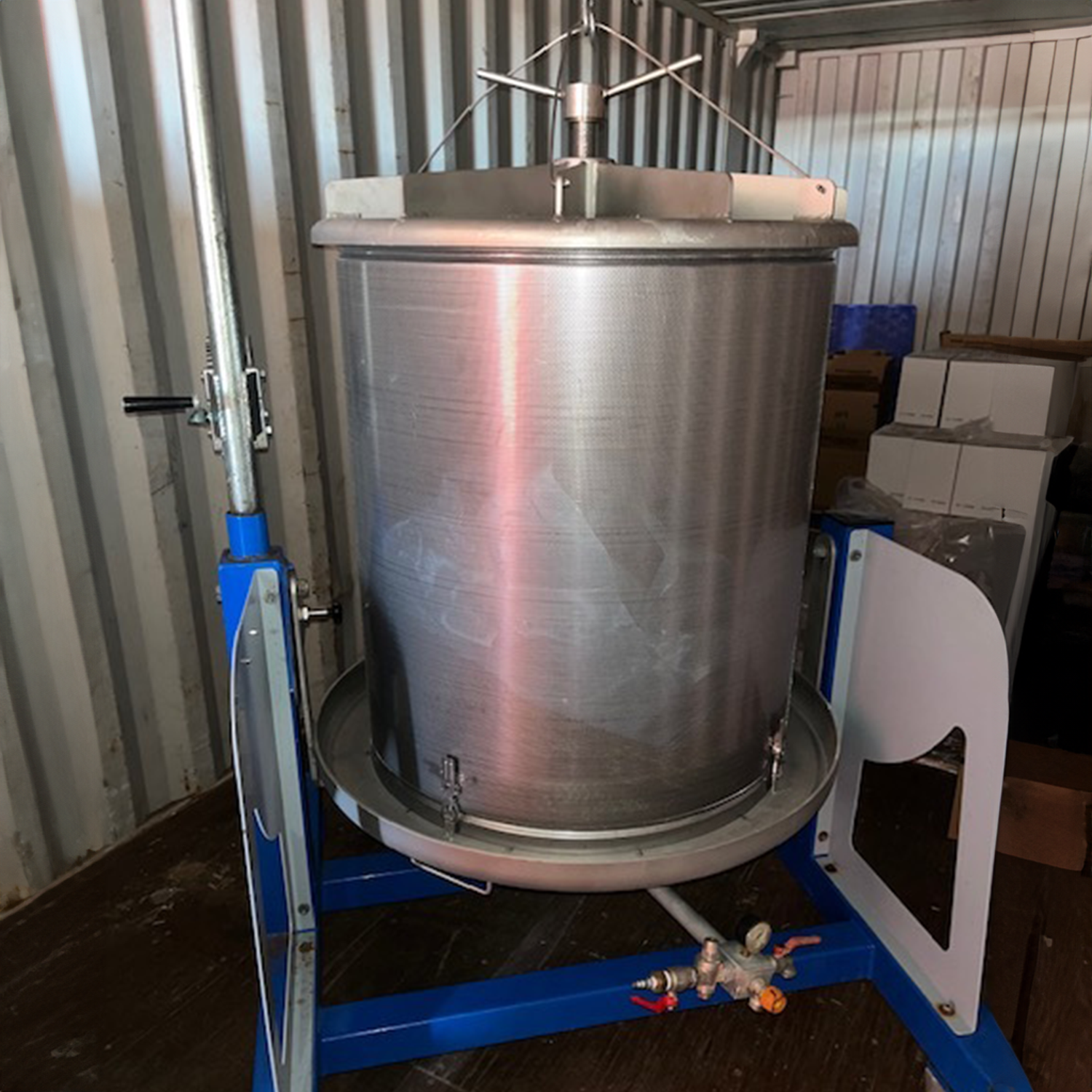 Pillan 300L Stainless Steel Bladder Press w/ Tilt Frame - Used