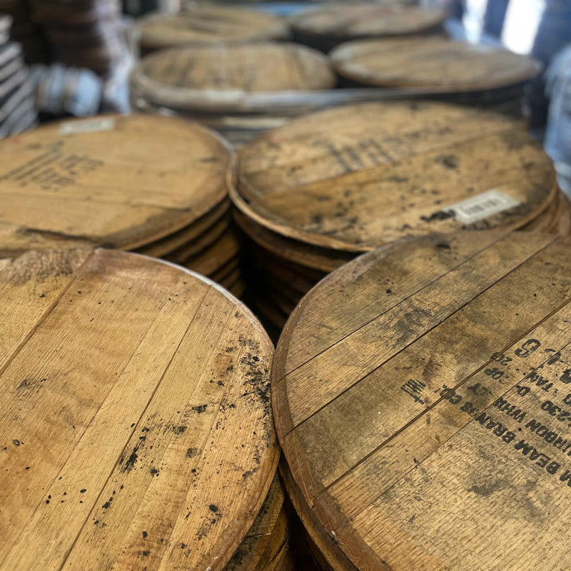 
                  
                    Close-up view of bourbon and whiskey barrel heads
                  
                
