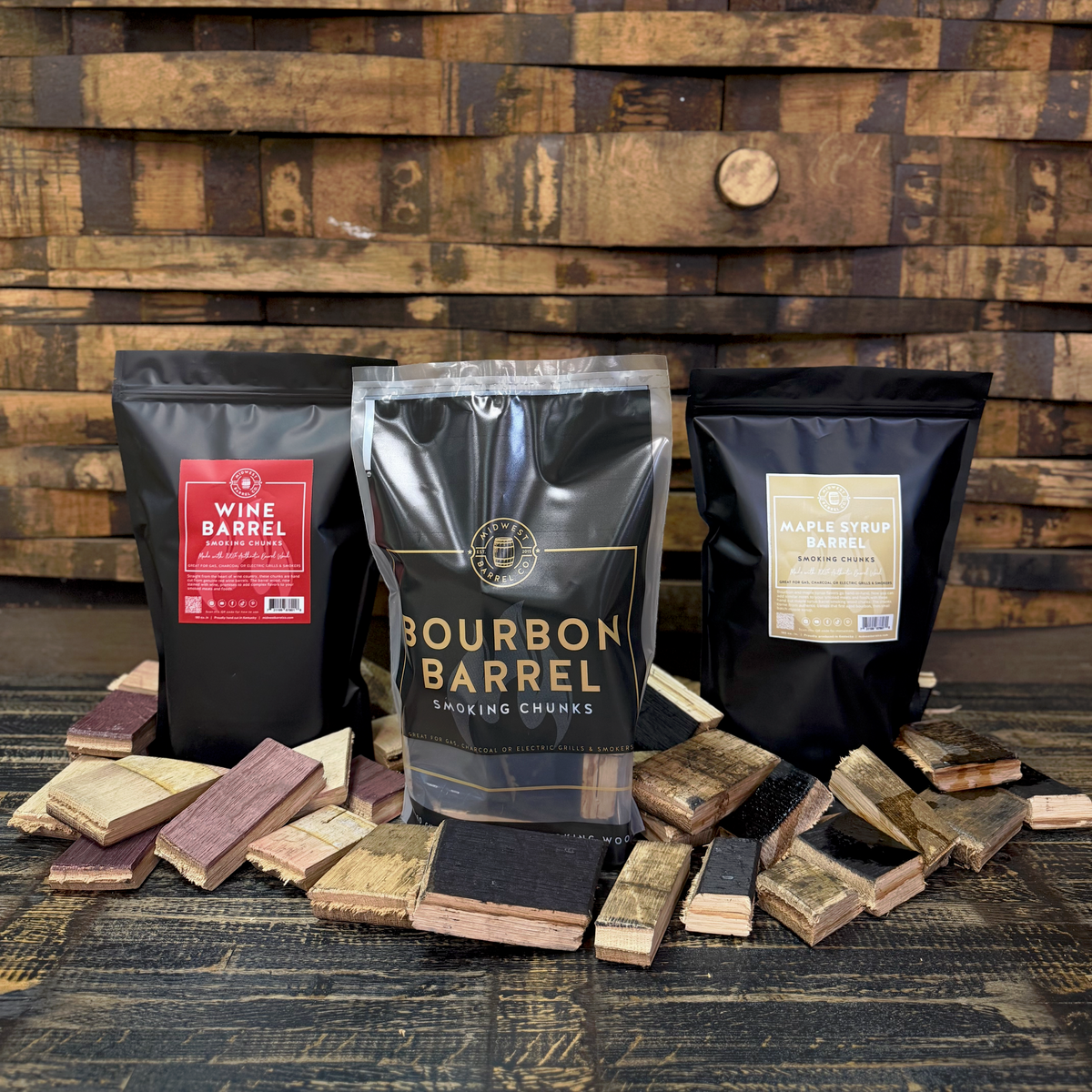 Barrel BBQ Smoking Wood Chunks Variety Pack