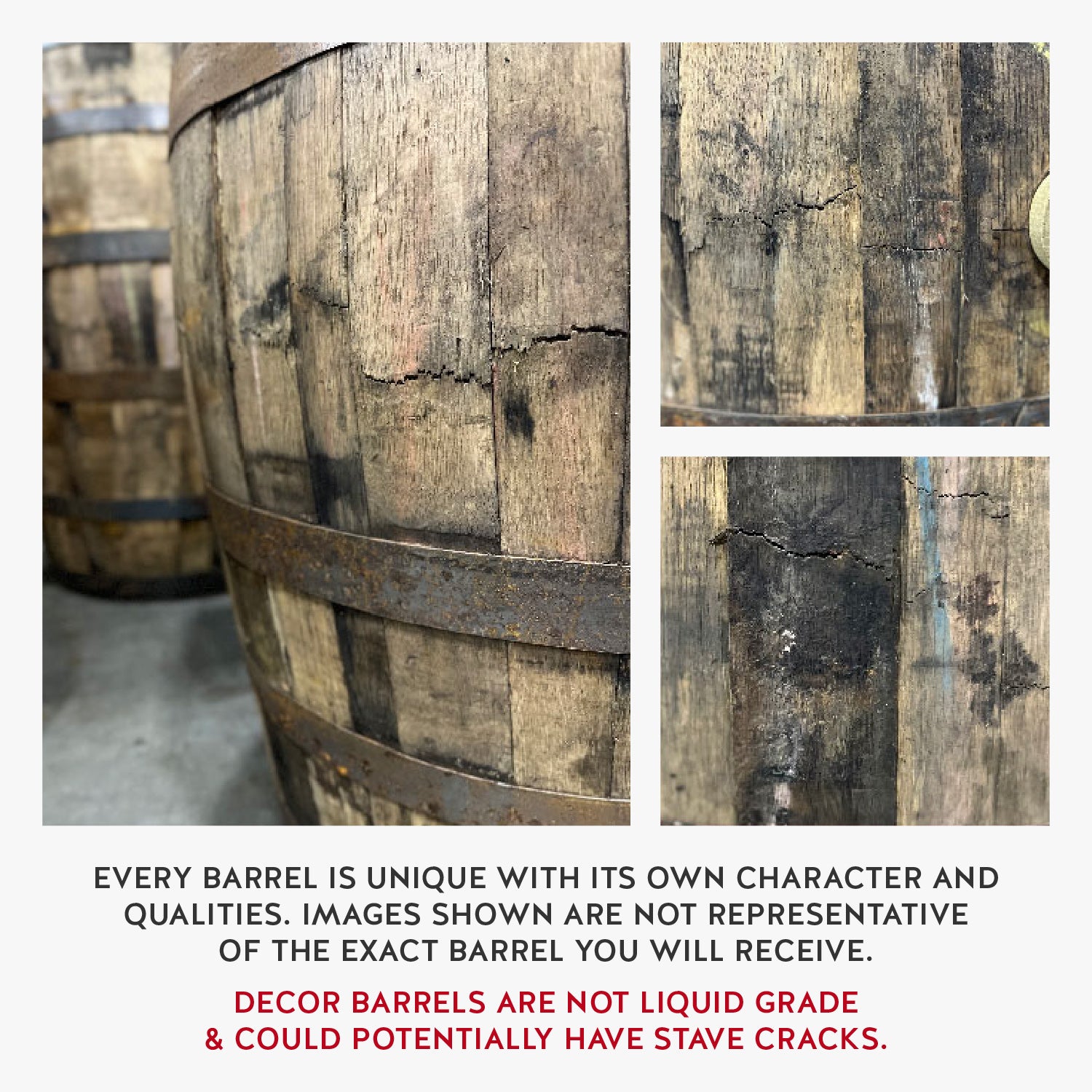 Furniture / Decoration Grade Whiskey Barrel - No Head Stamp