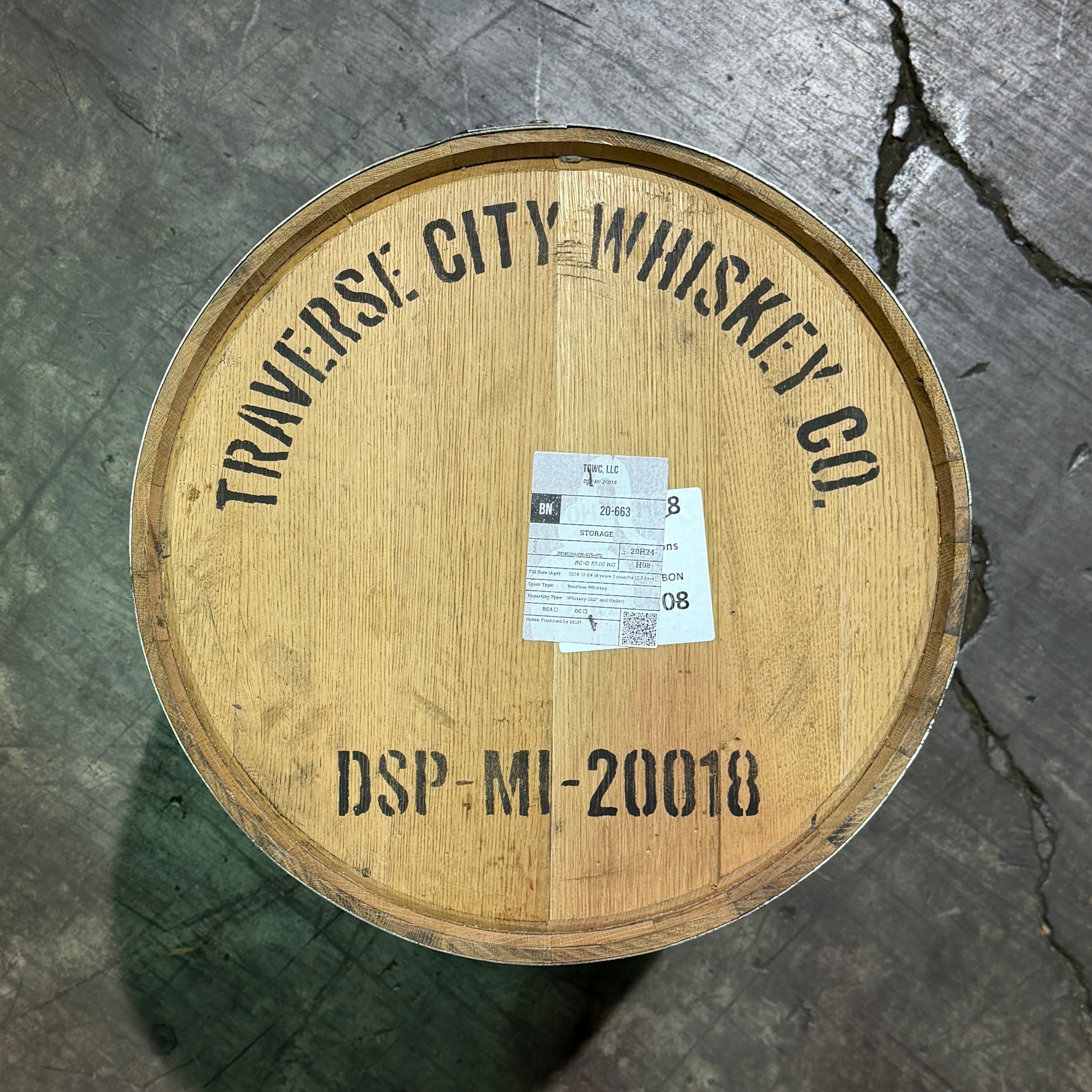 Traverse City Whiskey Co. Straight Bourbon Barrel - Fresh Dumped, Once Used