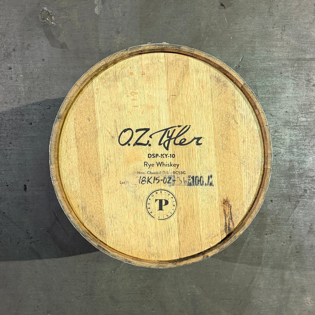 OZ Tyler Rye Whiskey Barrel - Fresh Dumped, Once Used