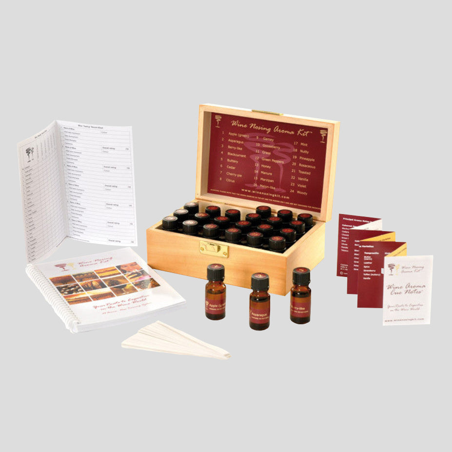 Wine Aroma Recognition Training Kit in Wooden Box - 24 Signature Aromas in Reds and Whites