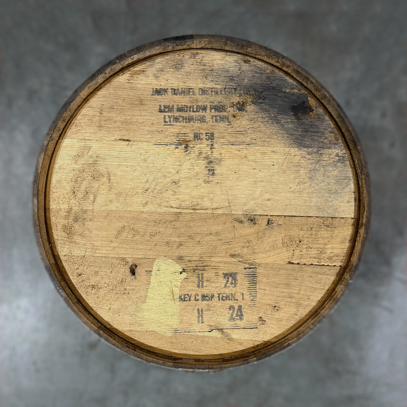 Head of a Cincoro Añejo Tequila Barrel ex-whiskey with Jack Daniel's distillery markings on the head