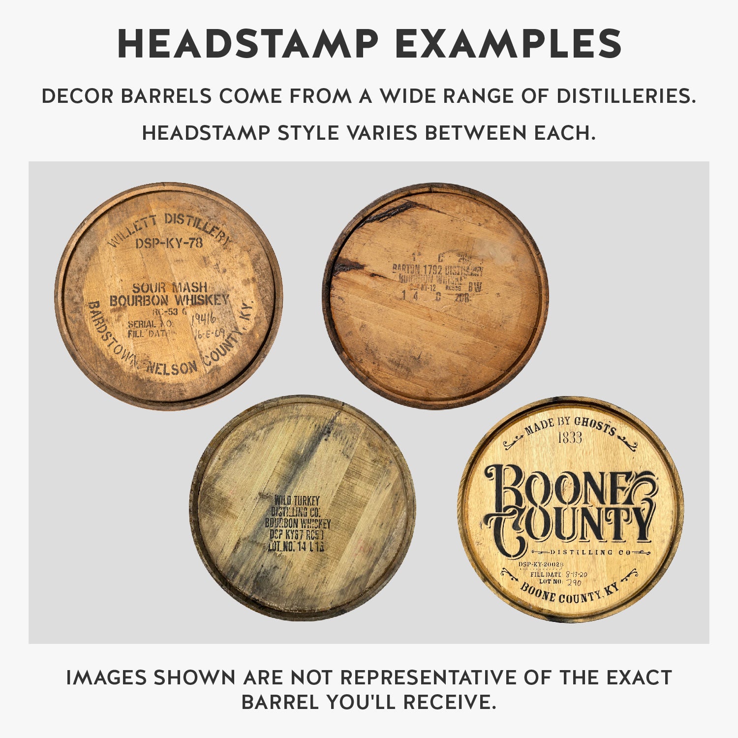 Furniture / Decoration Grade Whiskey Barrel - Head Stamp