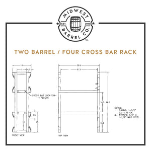 
                  
                    two-barrel, four-cross bar steel barrel rack diagram with dimensions
                  
                