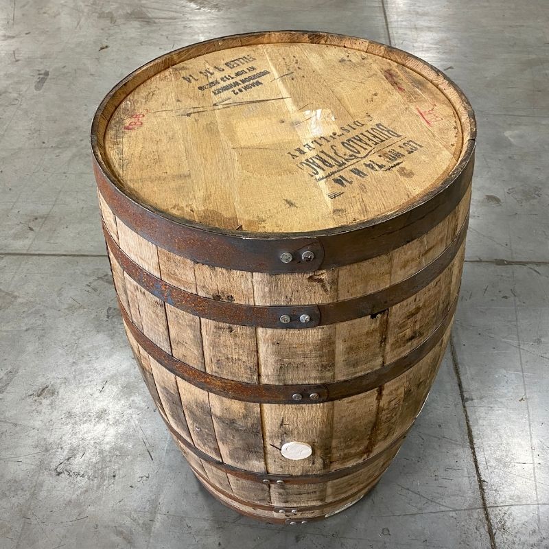 Side and head of a Blanton's Bourbon Barrel from Buffalo Trace Distillery