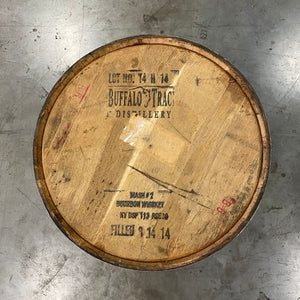 
                  
                    Head of a Blanton's Bourbon Barrel from Buffalo Trace Distillery with Buffalo logo and Mash 2 stamp information
                  
                