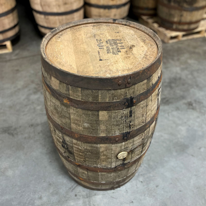 Head and side of a Barton Distilling Co. 1792 Bourbon Whiskey Barrel with a 2007 fill date and other head markings