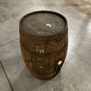 
                  
                    View of head and side of a Stranahan’s Whiskey Irish Cask Finish Barrel with stamps on head
                  
                