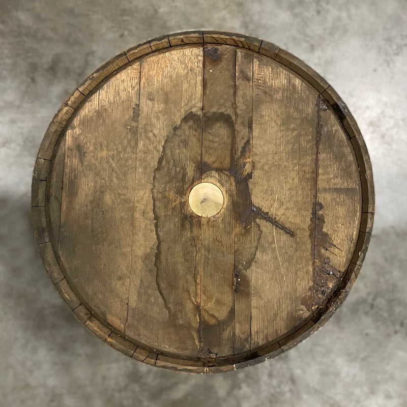 Head of an Old Elk Rye Whiskey Barrel with a head bung