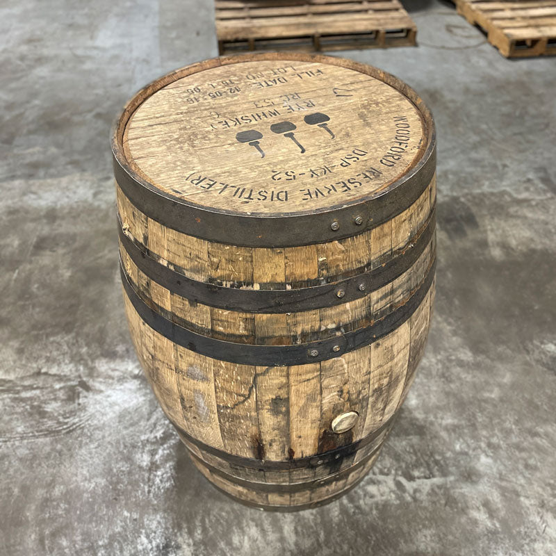 Head and side of a Woodford Reserve Rye Whiskey Barrel