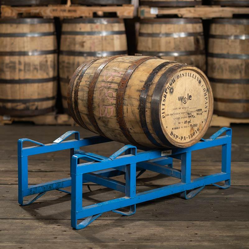 25 Gallon Wigle Bourbon Barrel - Fresh Dumped on rack