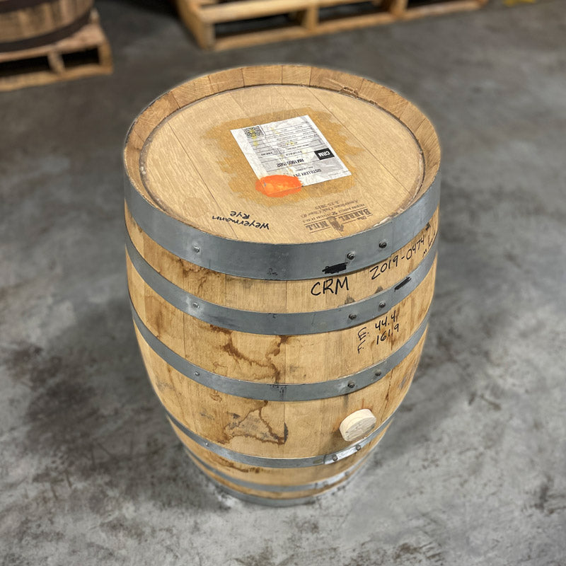 Head and side with bung of a 15 Gallon Distillery 291 Rye Whiskey Barrel